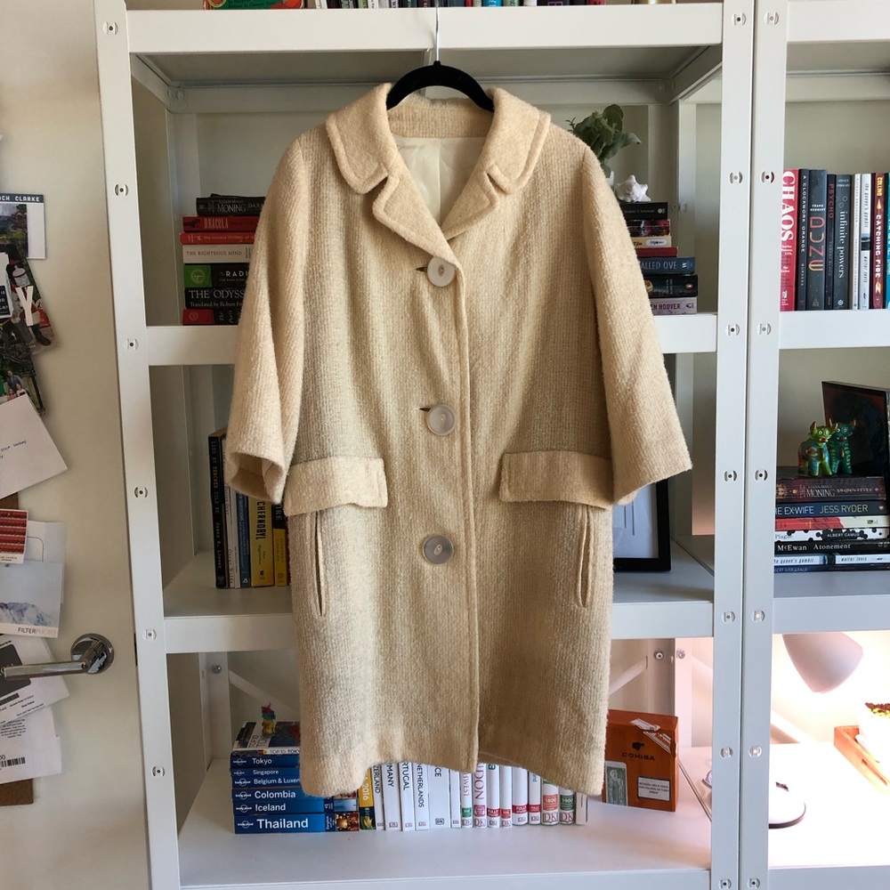 Vintage 1950 Yellow Three Button Lightweight Overcoat Sz S-M